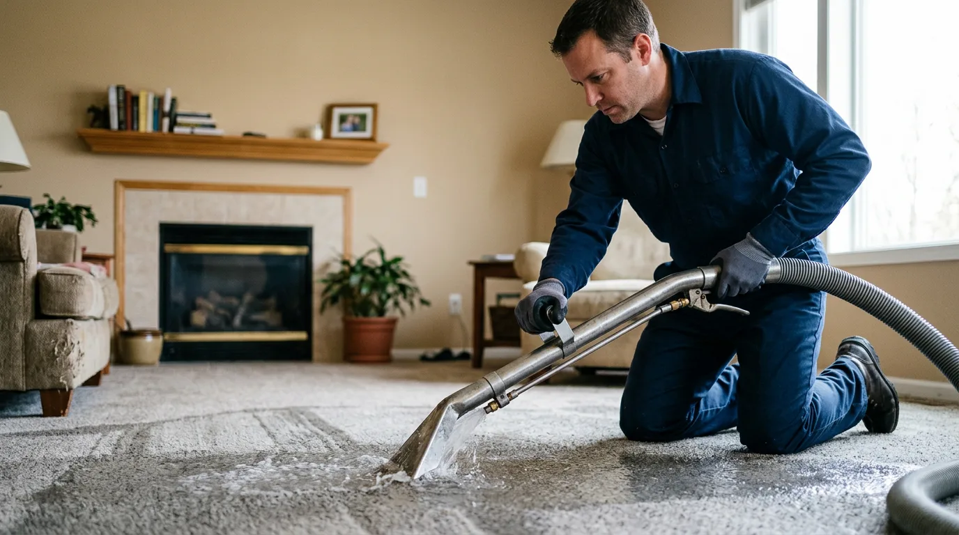 Water damage restoration technician working near Powderly, TX